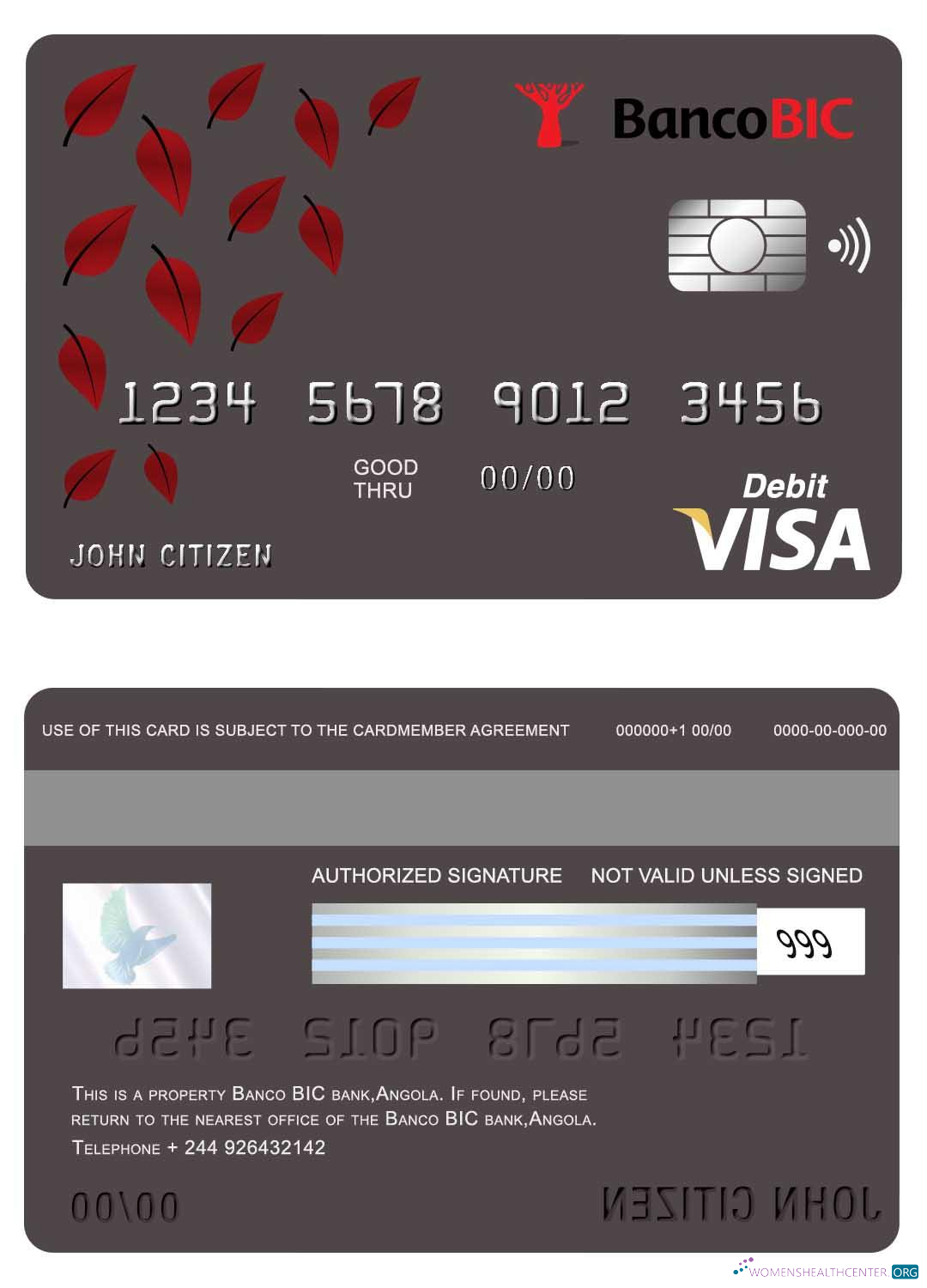 Download Angola Banco BIC bank visa card Photoshop template
